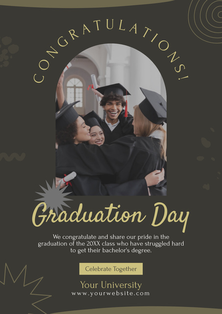 Congratulations for Students on Graduation Day Poster Design Template