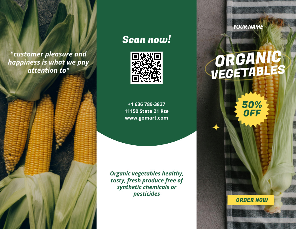 Plantilla de diseño de Organic Veggies With Corn Sale Offer Brochure 8.5x11in 