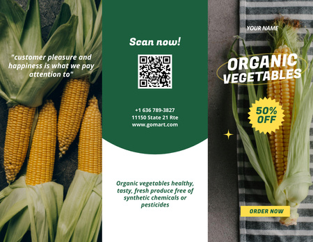 Organic Veggies With Corn Sale Offer Brochure 8.5x11in Design Template
