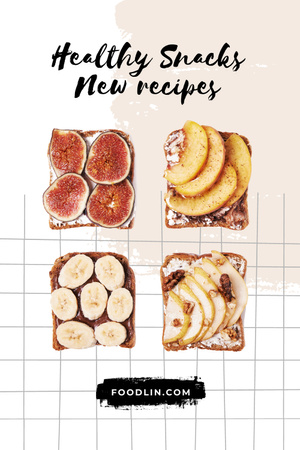 Healthy Toasts with Fruits Pinterest Design Template