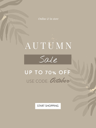 Autumn Sale with Leaves Poster US Design Template