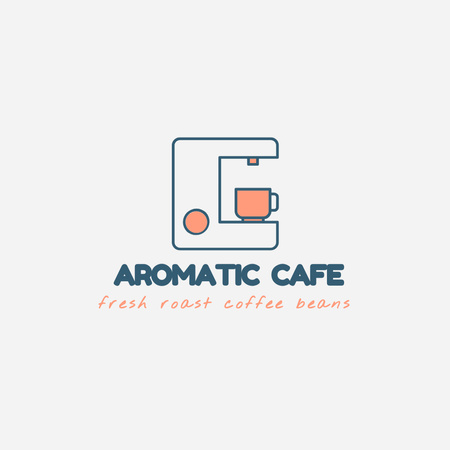 Cafe Ad with Coffee Machine Logoデザインテンプレート