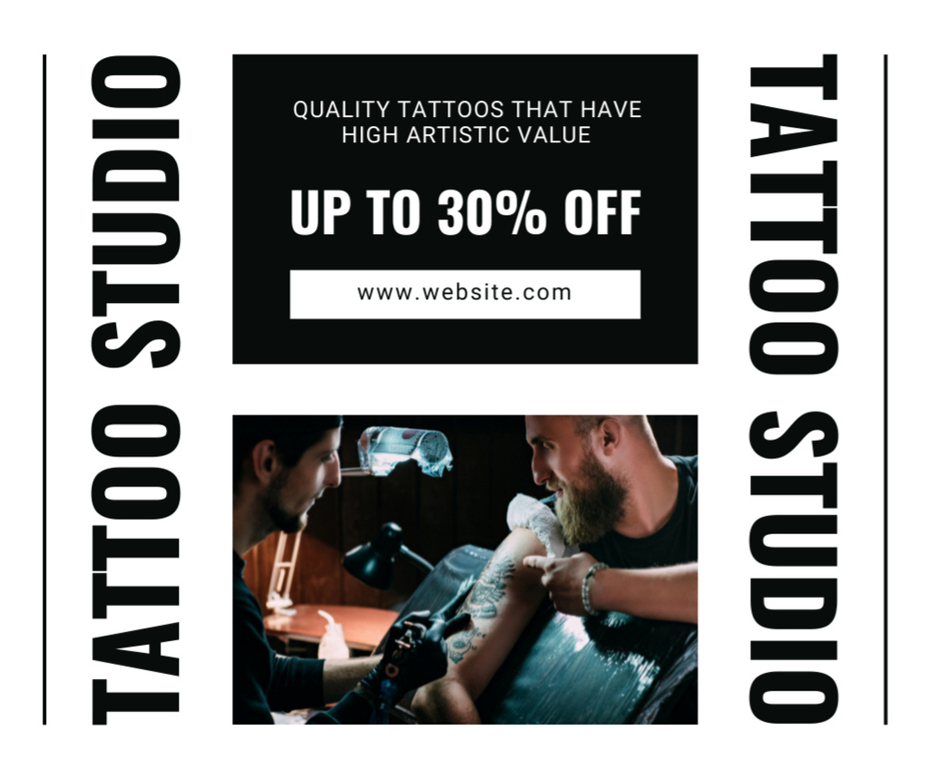 Szablon projektu Quality And Artistic Tattoos In Studio With Discount Facebook