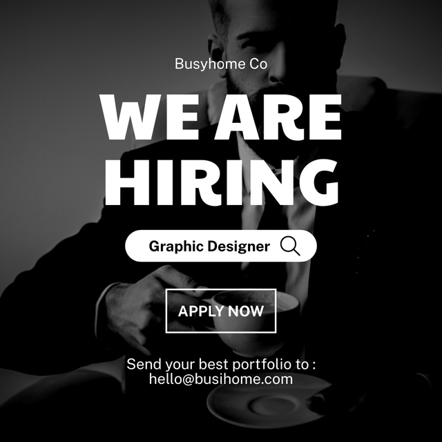 Ontwerpsjabloon van Instagram van Graphic Designer Vacancy Ad with Man