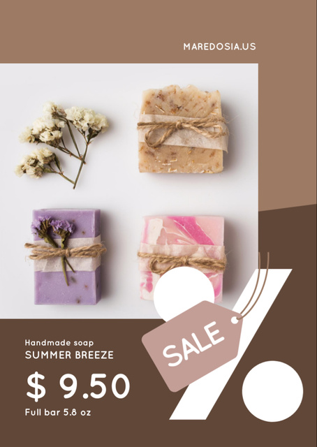 Natural Handmade Soap Bars With Twigs Sale Offer Flyer A6 tervezősablon