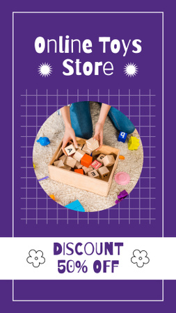Ontwerpsjabloon van Instagram Video Story van Aankondiging van korting op speelgoed in de online winkel