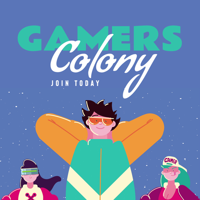 Gaming Community Emblem on Cosmic Background Animated Post Tasarım Şablonu