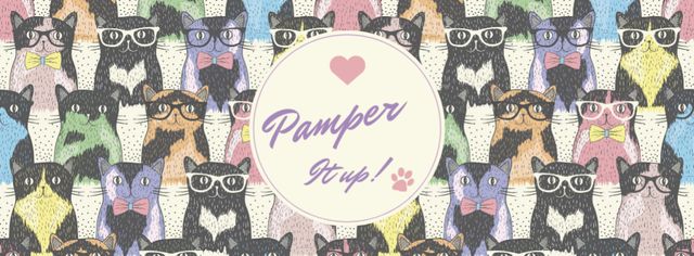 Funny Cats pattern Facebook coverデザインテンプレート