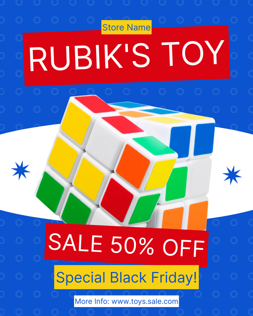 Black Friday Discount on Rubik's Cube Toy Instagram Post Vertical Tasarım Şablonu
