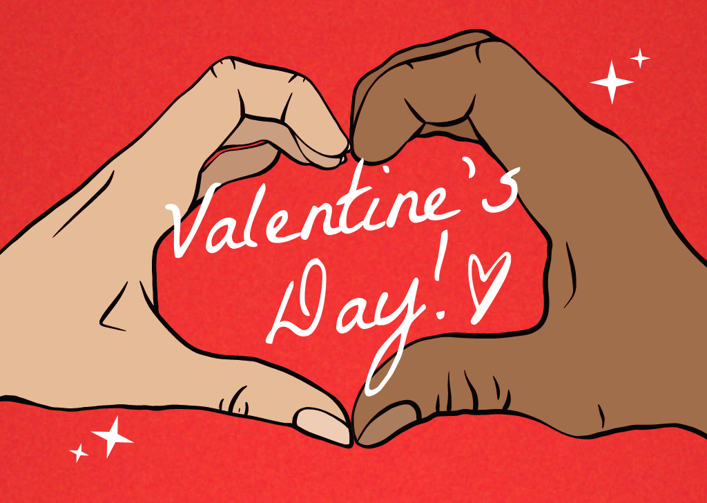 Warm Valentine's Day Regards with Female and Male Hands Card – шаблон для дизайну