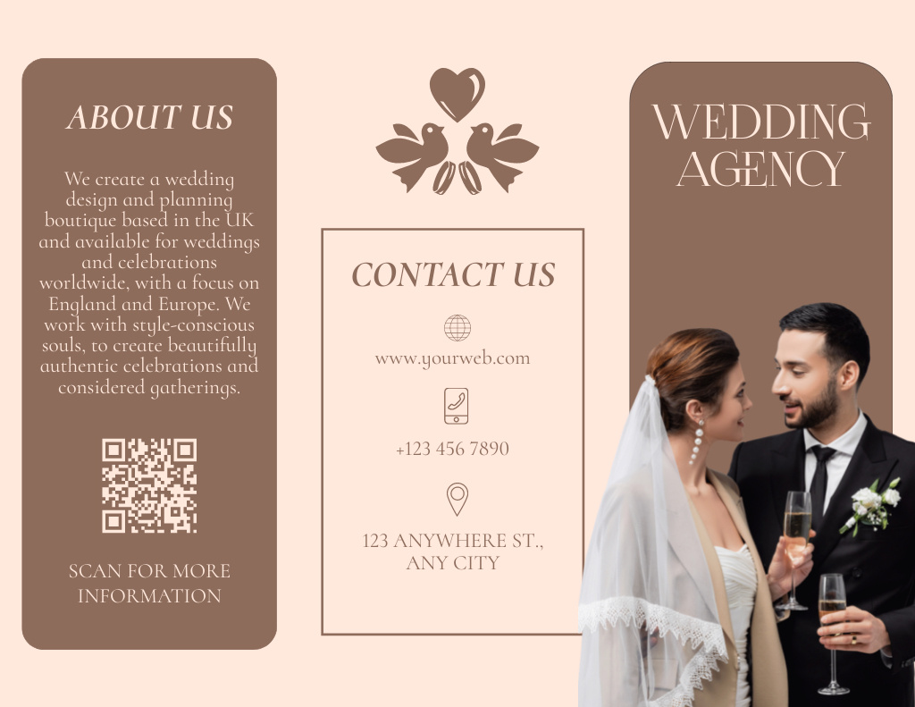 Wedding Planner Agency Offer Brochure 8.5x11in Design Template