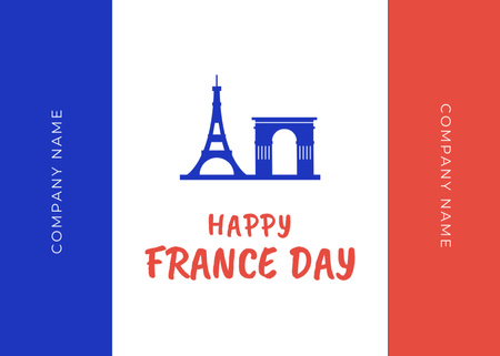 French National Day Celebration Announcement with Arc de Triomphe Postcard 5x7in Design Template