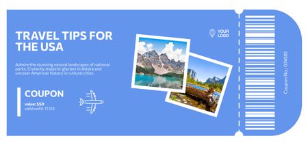 Travel Tour in USA Coupon Din Large Design Template