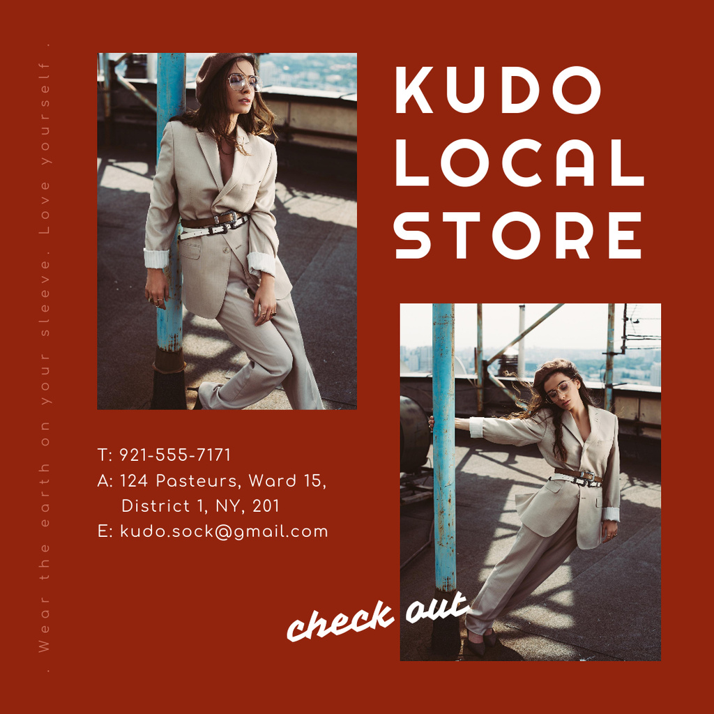 Female Elegant Clothing Local Store Ad Instagram Modelo de Design
