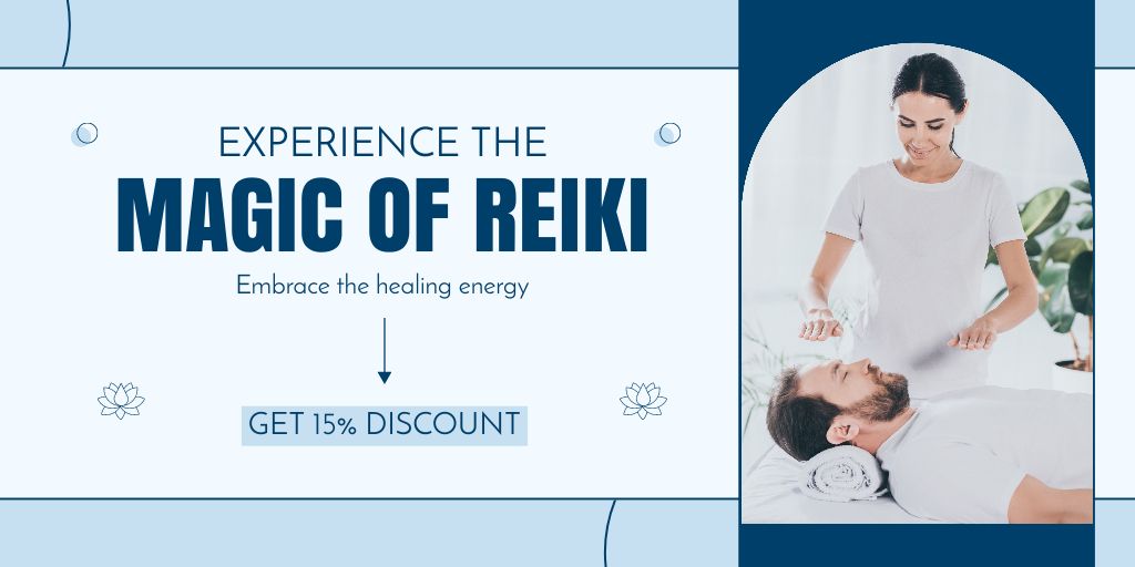 Ontwerpsjabloon van Twitter van Affordable Reiki Healing Session Offer
