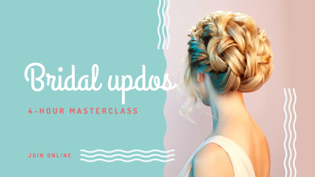 Platilla de diseño Wedding Hairstyles Offer with Bride with Braided Hair FB event cover