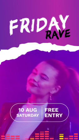 Ontwerpsjabloon van Instagram Video Story van Vrijdag Rave Muziek en Dans