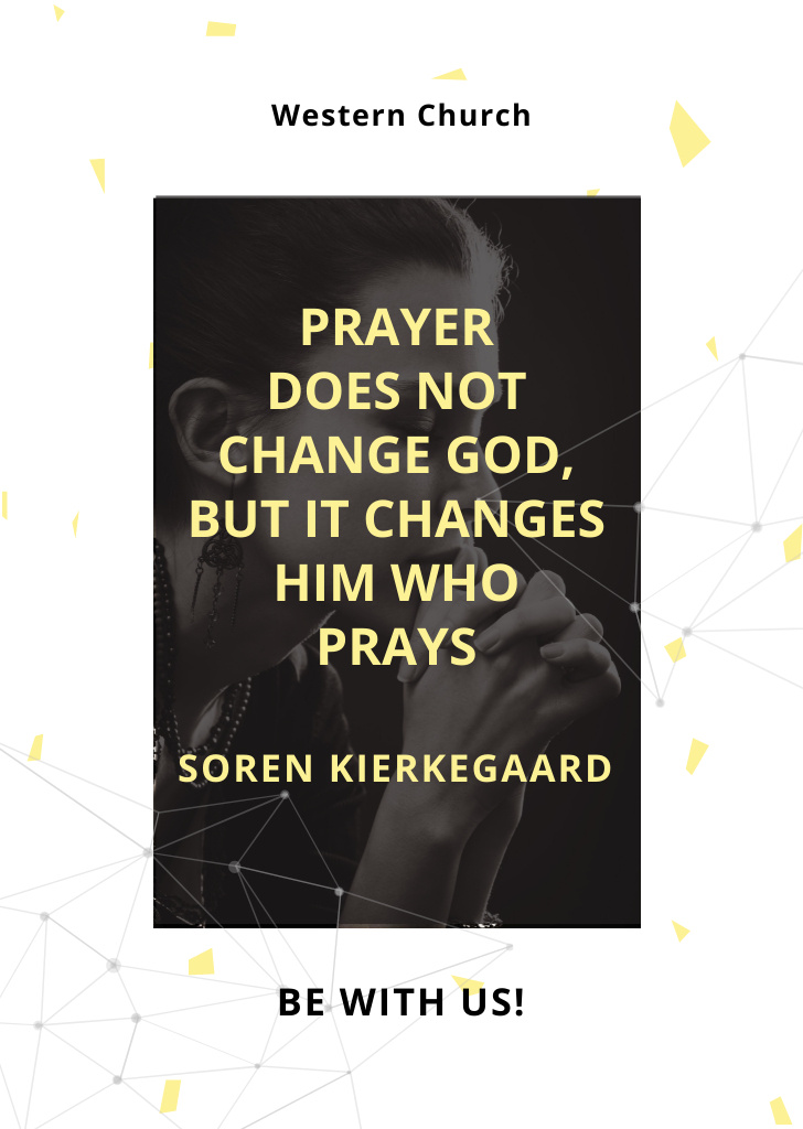 Designvorlage Quote about Religion with Woman Praying für Flyer A6