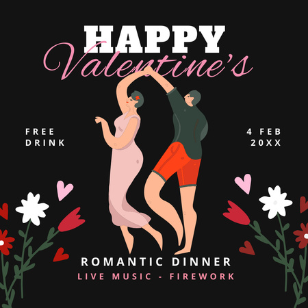 Happy Valentines Party Announcement Instagram Design Template