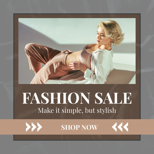 Fashion Collection Sale with Blonde Woman Instagram Design Template