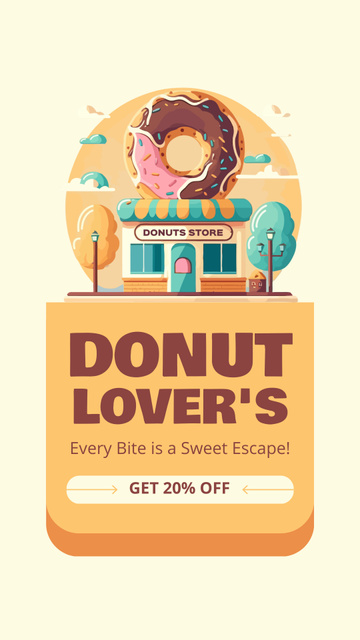 Offer Discounts on Delicious Donuts in Store Instagram Video Story Modelo de Design
