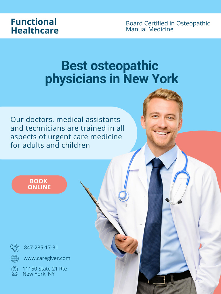 Osteopathic Physician Services Offer Poster US Modelo de Design