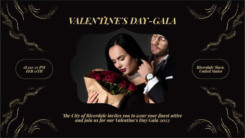 Plantilla de diseño de Valentine's Day Event Announcement with Beautiful Couple in Love FB event cover 
