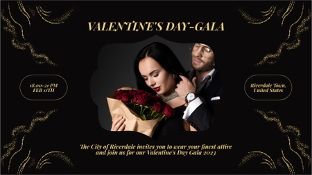 Valentýnské oznámení události s krásným zamilovaným párem FB event cover Šablona návrhu