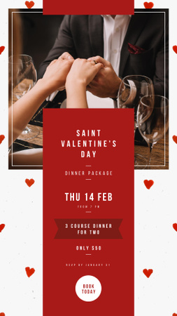 Couple in a restaurant on Valentines Day Instagram Story Design Template