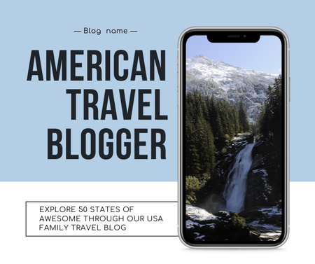 Ontwerpsjabloon van Facebook van Reisaanbieding voor Amerikaanse reisblogger