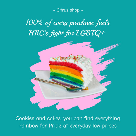 LGBT Shop Ad with Yummy Colorful Cake Instagram Modelo de Design