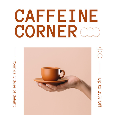 一杯のコーヒーが割引になる居心地の良いコーヒー コーナー Instagram ADデザインテンプレート