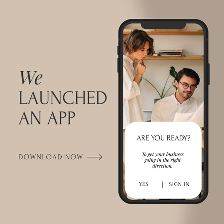 Business Team Launching App Instagram AD Design Template