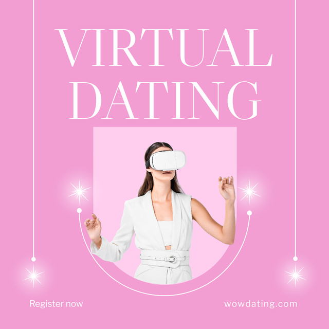 Designvorlage Virtual Dating Ad in Pink für Instagram