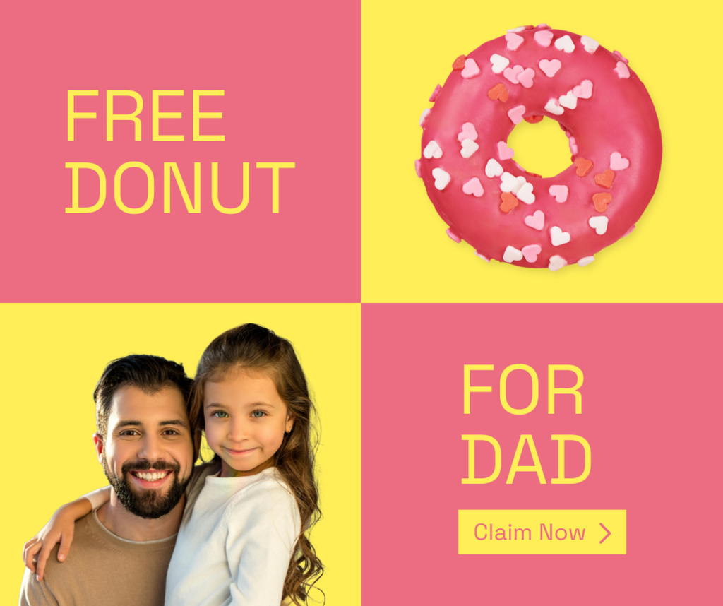 Free Donut Offer on Father's Day Facebook Modelo de Design