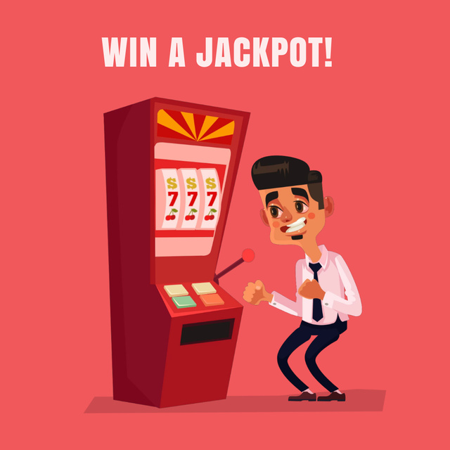 Man winning on slot machine Online Square Video Post Template - VistaCreate