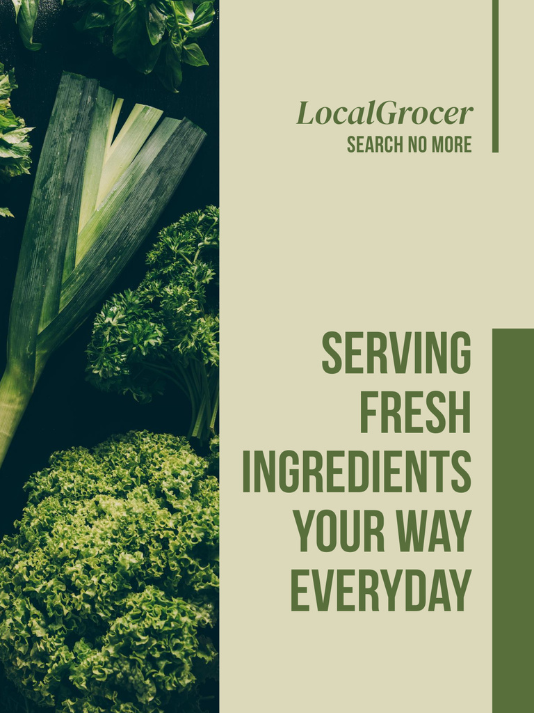 Local Grocery Shop Ad with Fresh Broccoli Poster US Πρότυπο σχεδίασης
