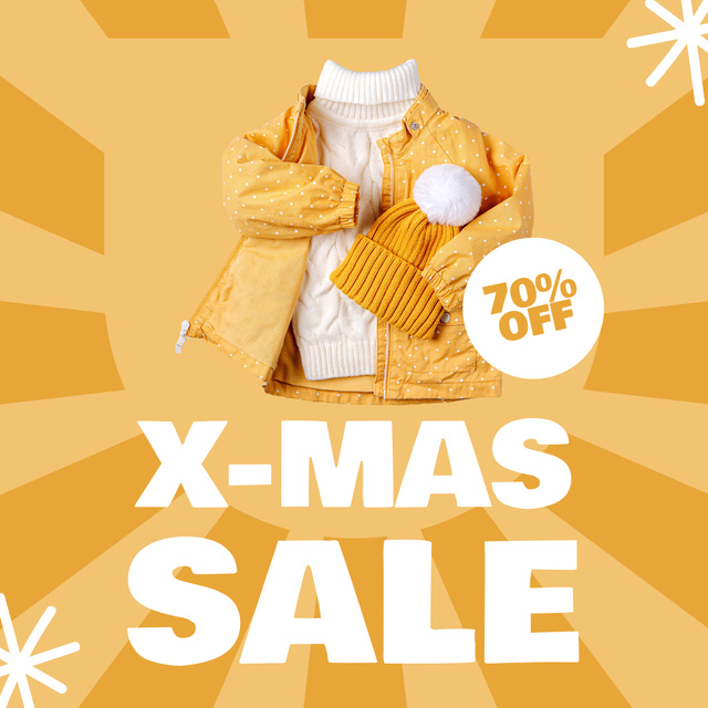 X-mas Winter Fashion Sale Yellow Instagram ADデザインテンプレート