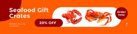 Offer of Seafood with Crayfish and Crab Twitter Design Template