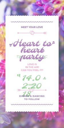 Πρόσκληση σε πάρτι μωβ λουλούδια Graphic Πρότυπο σχεδίασης