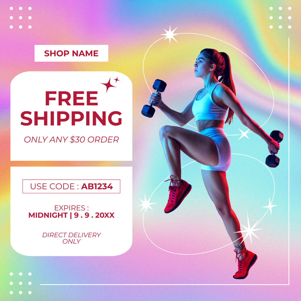 Offer of Sport Gear Free Shipping Instagram AD Design Template