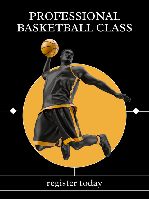 Professional Basketball Lessons Offer Poster US – шаблон для дизайна