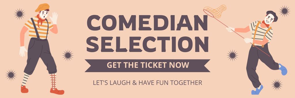 Designvorlage Announcement of Comedian Selection with Mimes für Twitter