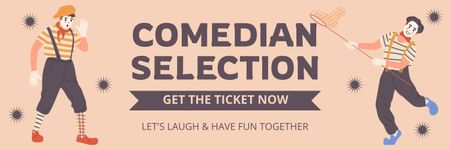 Announcement of Comedian Selection with Mimes Twitter Design Template