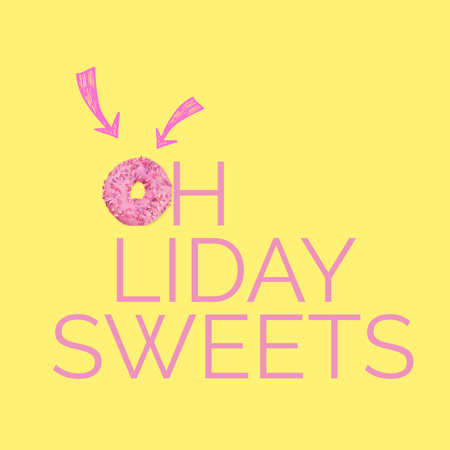 Anúncio festivo de padaria com donut doce em amarelo Logo Modelo de Design