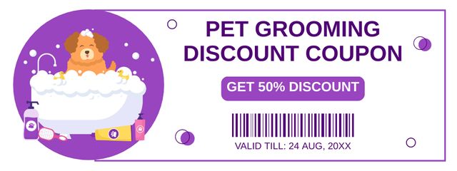 Pet Grooming and Bathing Proposition Discount Coupon Design Template