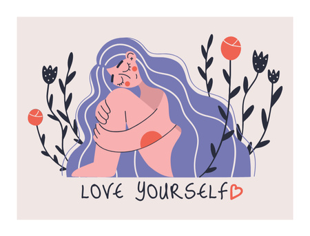 Mental Health Inspirational Phrase With Illustration Postcard 4.2x5.5in tervezősablon