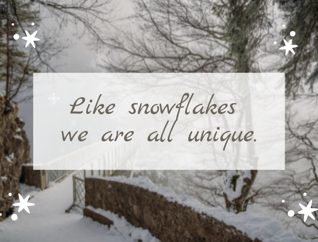 Designvorlage Inspirational Phrase with Snowy Park für Postcard 4.2x5.5in