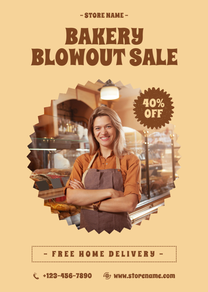 Blowout Sale of Desserts in Bakery Flayer Design Template