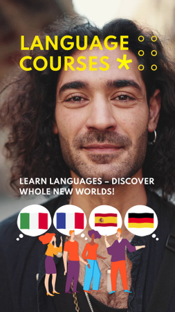 Oferta de cursos de idiomas com bandeiras TikTok Video Modelo de Design